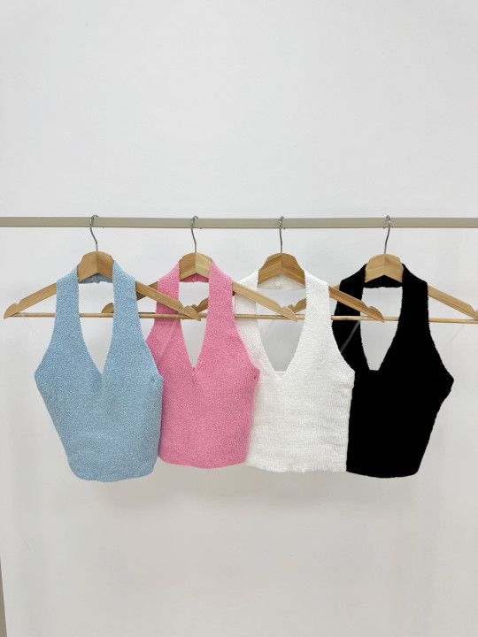 TOP PUNTO HALTER -  NEGRO