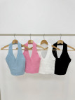 TOP PUNTO HALTER -  NEGRO