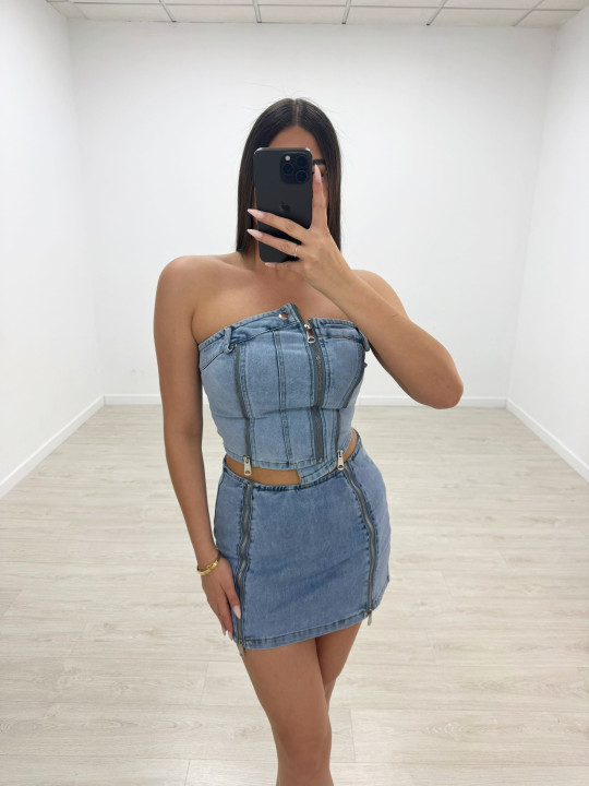 CONJUNTO MINI DENIM CREMALLERA