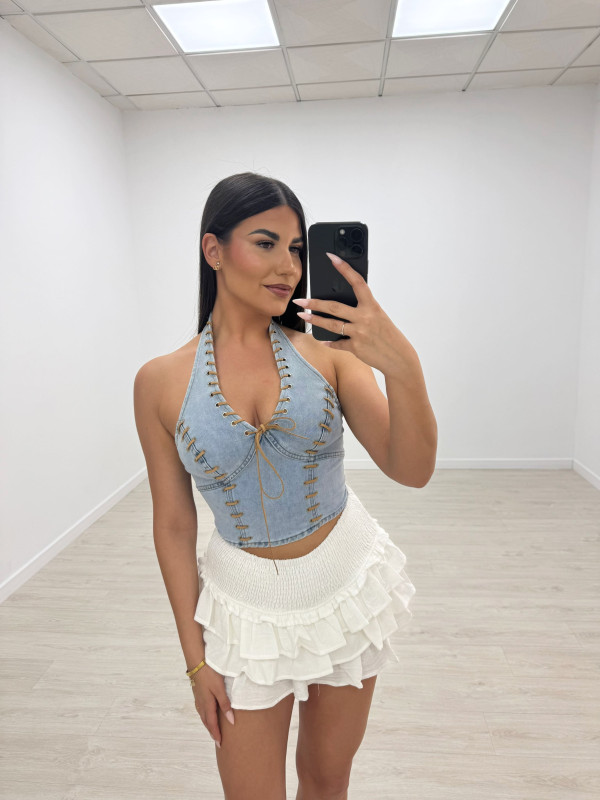 TOP DENIM HALTER
