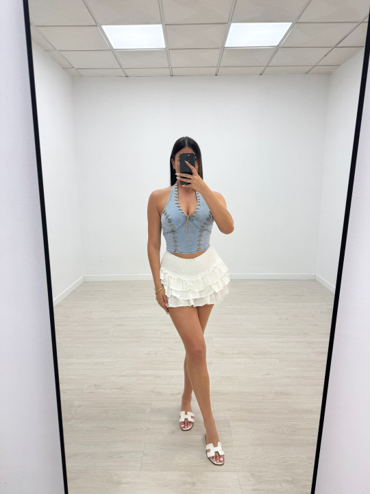 TOP DENIM HALTER