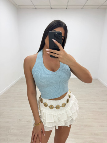 TOP HALTER PUNTO - CELESTE