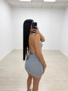 VESTIDO MINI TRICOT - CELESTE