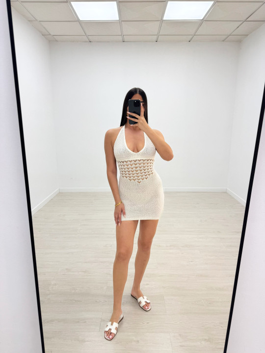 VESTIDO MINI TRICOT - BLANCO