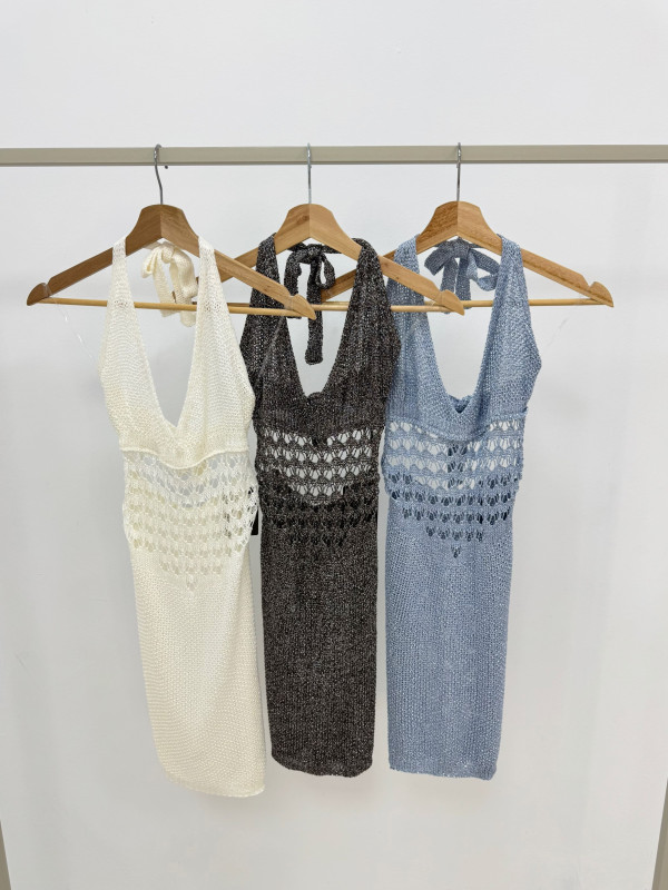 VESTIDO MINI TRICOT - BLANCO
