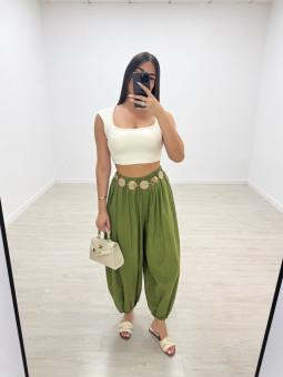 PANTALÓN GLOBO ALGODÓN - VERDE