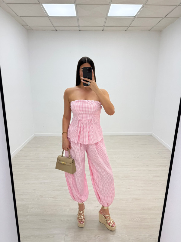 CONJUNTO VICHY BLUSA - ROSA