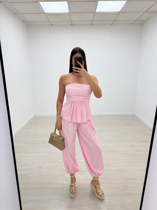 CONJUNTO VICHY BLUSA - ROSA