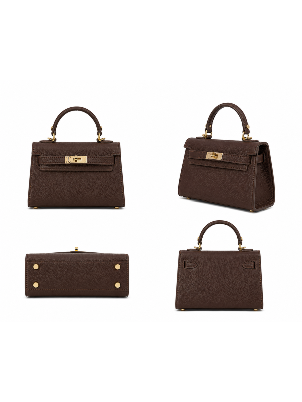 BOLSO MINI KELLY (PIEL 100%) - MARRÓN