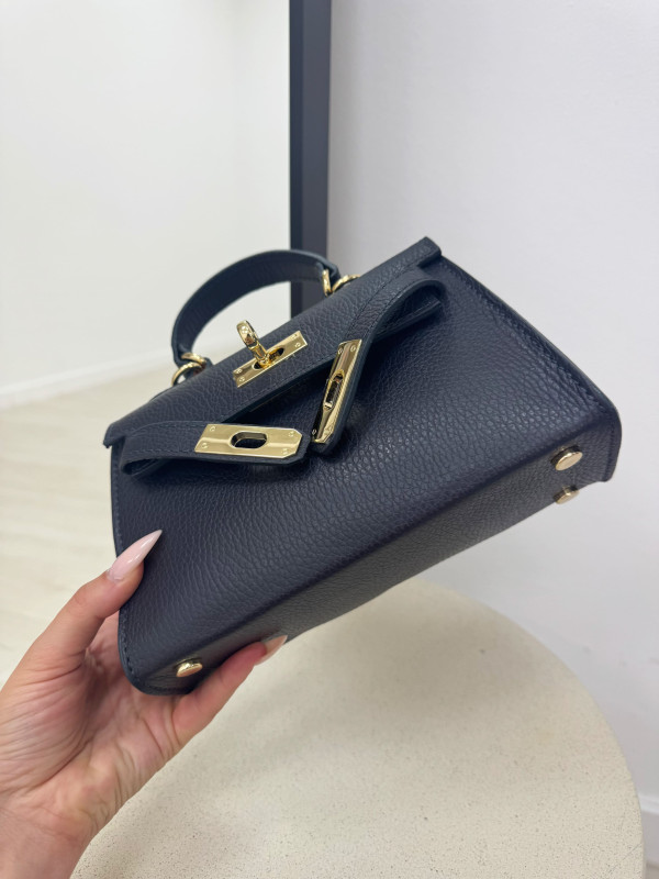BOLSO MINI KELLY (PIEL 100%) - AZUL MARINO