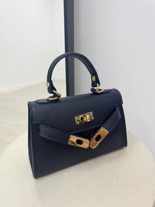 BOLSO MINI KELLY (PIEL 100%) - AZUL MARINO