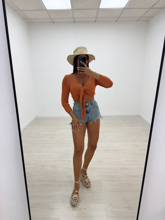 TOP CROCHET ANUDADO - NARANJA
