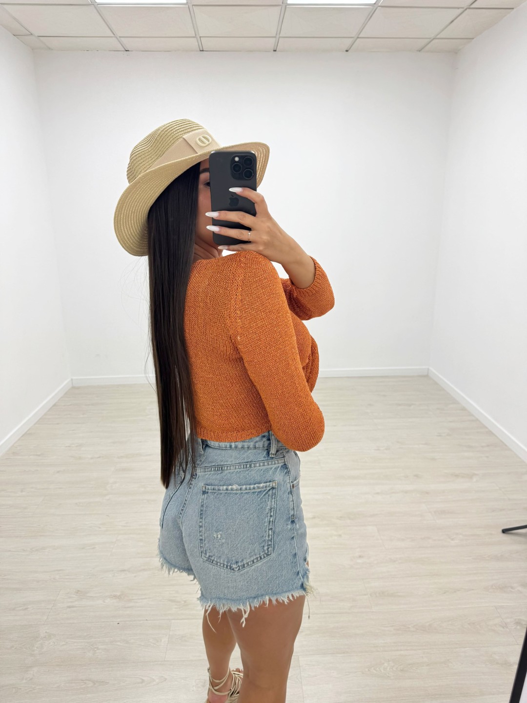 TOP CROCHET ANUDADO - NARANJA