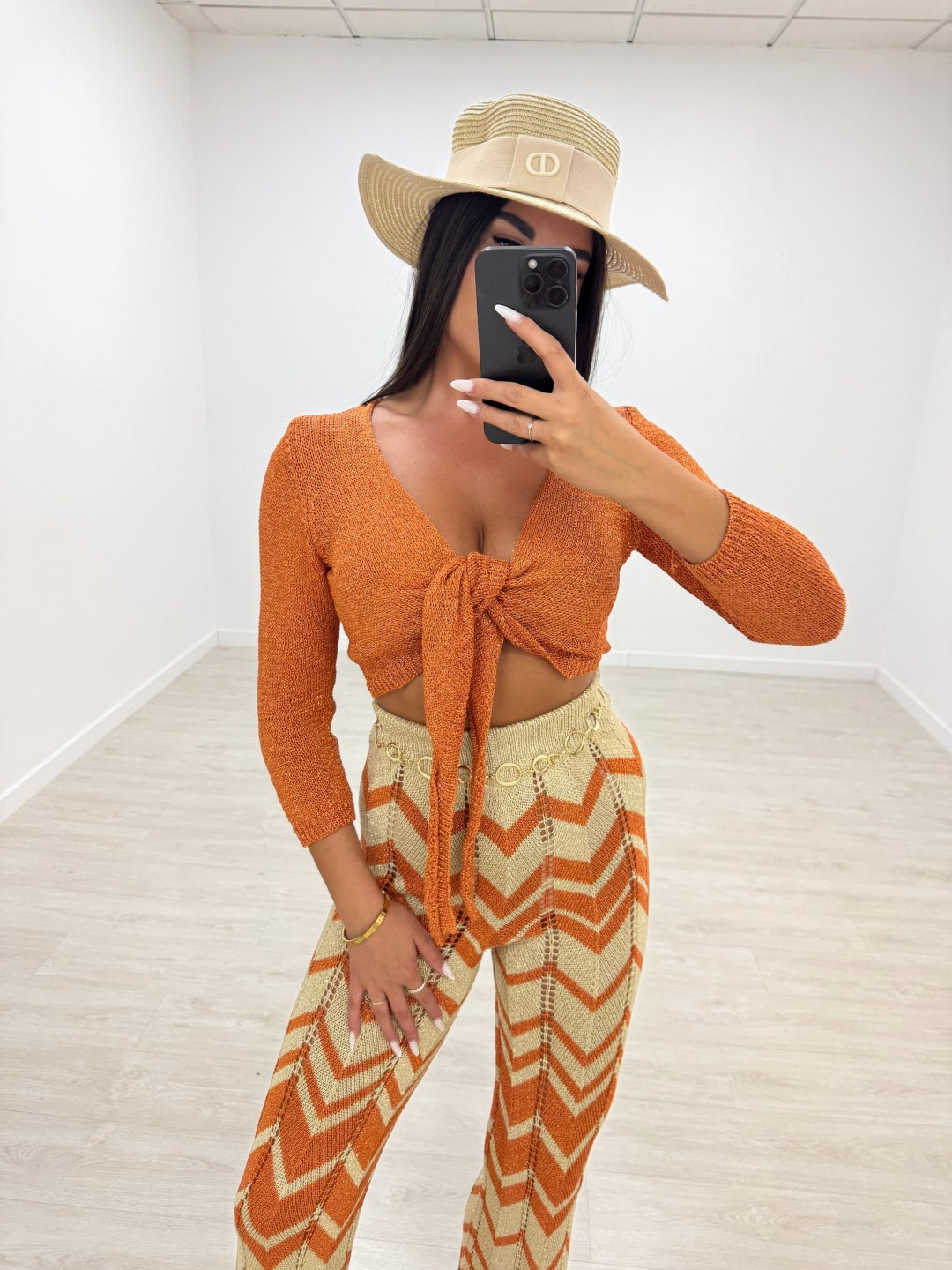 TOP CROCHET ANUDADO - NARANJA
