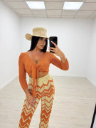 PANTALÓN CROCHET ESTAMPADO - NARANJA