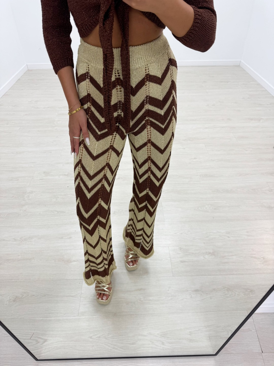 PANTALÓN CROCHET ESTAMPADO - MARRÓN