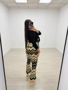 PANTALÓN CROCHET ESTAMPADO - NEGRO