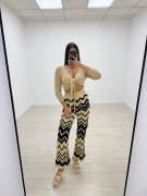 PANTALÓN CROCHET ESTAMPADO - NEGRO