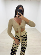 PANTALÓN CROCHET ESTAMPADO - NEGRO
