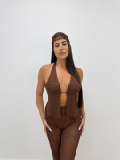 TOP CROCHET ESPALDA DESCUBIERTA - MARRÓN