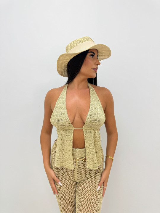 TOP CROCHET ESPALDA DESCUBIERTA - DORADO