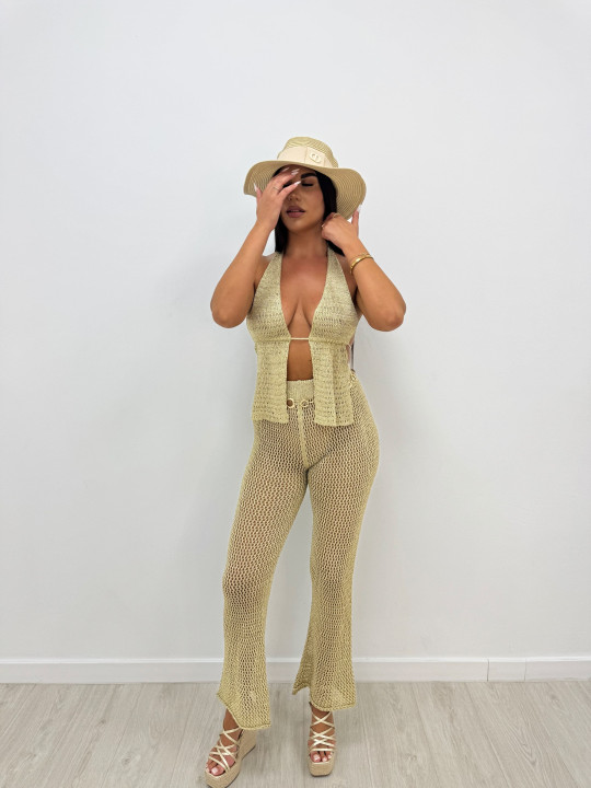TOP CROCHET ESPALDA DESCUBIERTA - DORADO