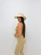 PANTALÓN CROCHET CALADO - DORADO