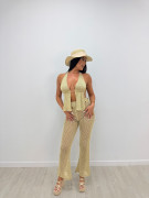 PANTALÓN CROCHET CALADO - DORADO