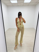 PANTALÓN CROCHET CALADO - DORADO