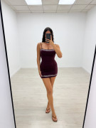 VESTIDO MINI LICRA TACHAS - BERENJENA