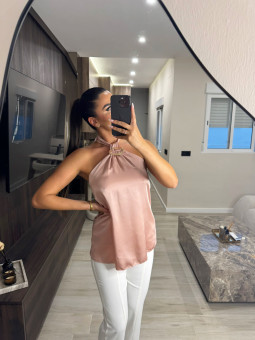 TOP SATINADO DETALLE - ROSA