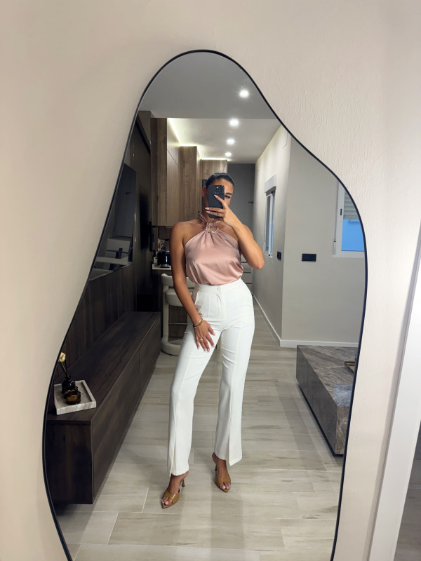 TOP SATINADO DETALLE - ROSA