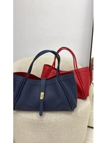 BOLSO PREMIUM PIEL 100% - AZUL MARINO