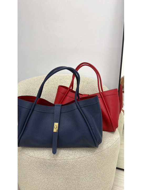 BOLSO PREMIUM PIEL 100% - AZUL MARINO