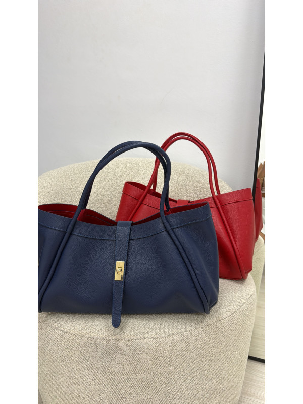 BOLSO PREMIUM PIEL 100% - AZUL MARINO