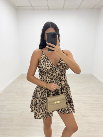 VESTIDO MINI VUELO - LEOPARDO