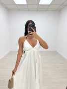 VESTIDO LARGO ABALORIOS - BLANCO