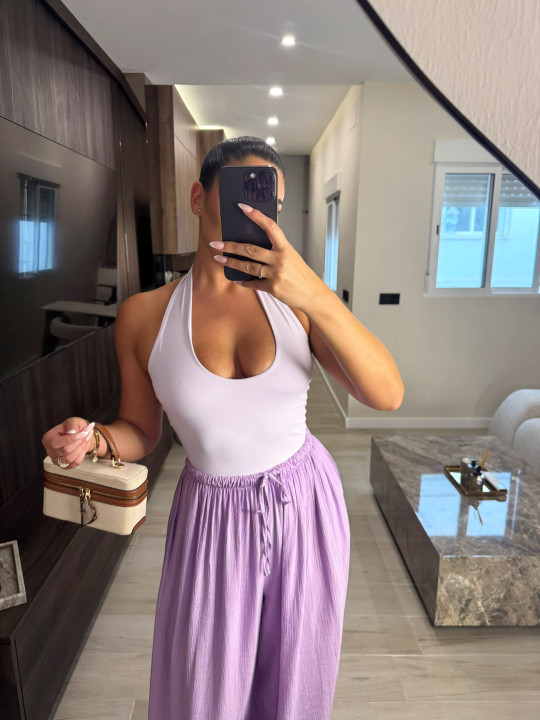 TOP HALTER LICRA FRÍA - LILA