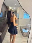 FALDA ENCAJE - AZUL MARINO