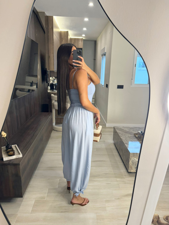 PANTALÓN GLOBO LAZADA - CELESTE