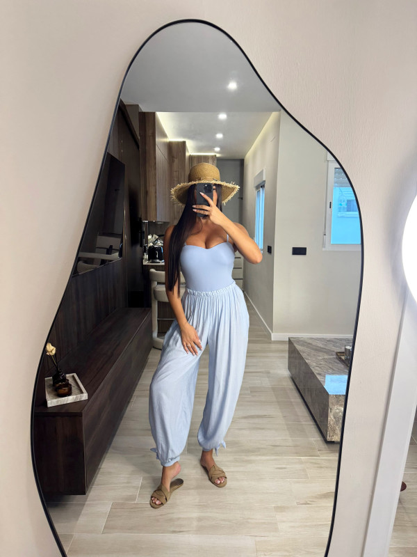 PANTALÓN GLOBO LAZADA - CELESTE