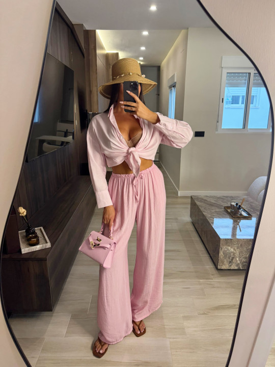 CAMISA OVER PASTEL - ROSA