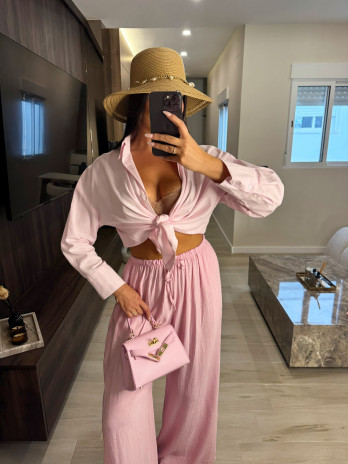 CAMISA OVER PASTEL - ROSA