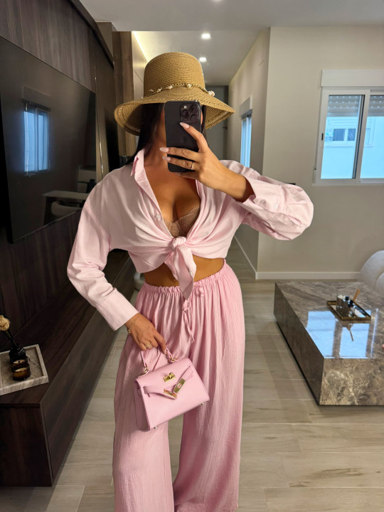 CAMISA OVER PASTEL - ROSA