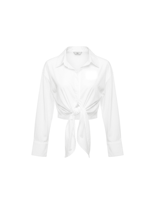 CAMISA POPELÍN ANUDADA - BLANCA