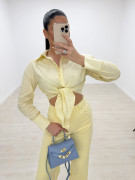 CAMISA POPELÍN ANUDADA - AMARILLA