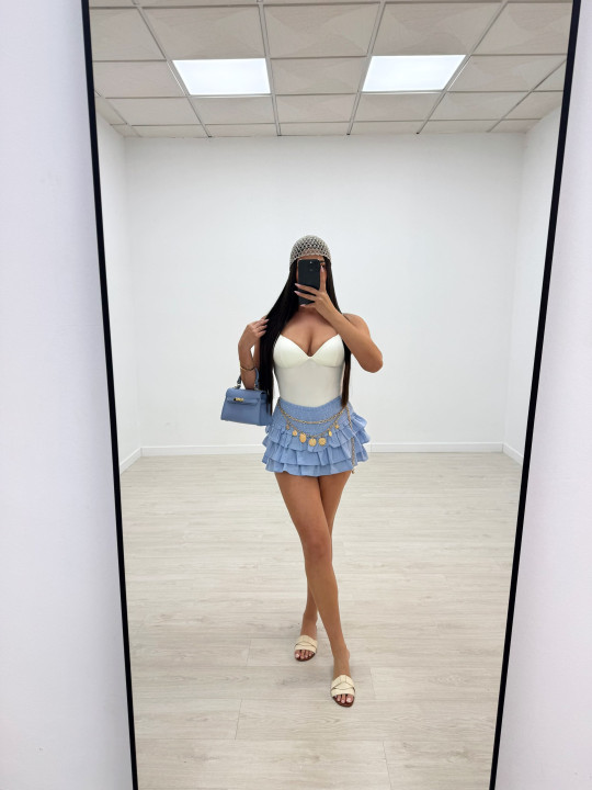 FALDA BAMBULA MINI - CELESTE