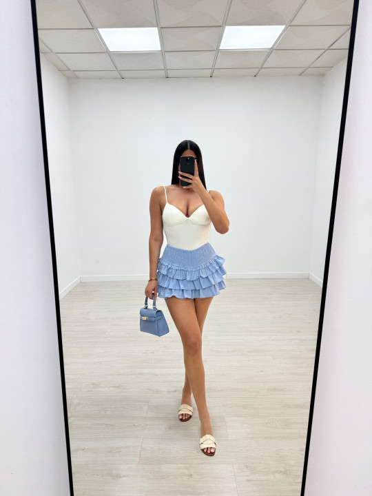FALDA BAMBULA MINI - CELESTE