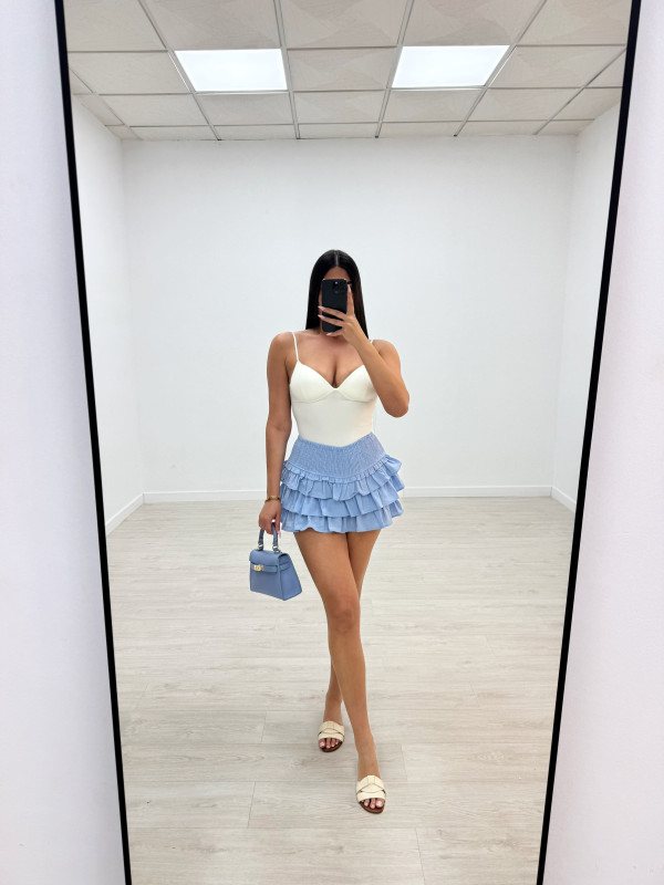 FALDA BAMBULA MINI - CELESTE