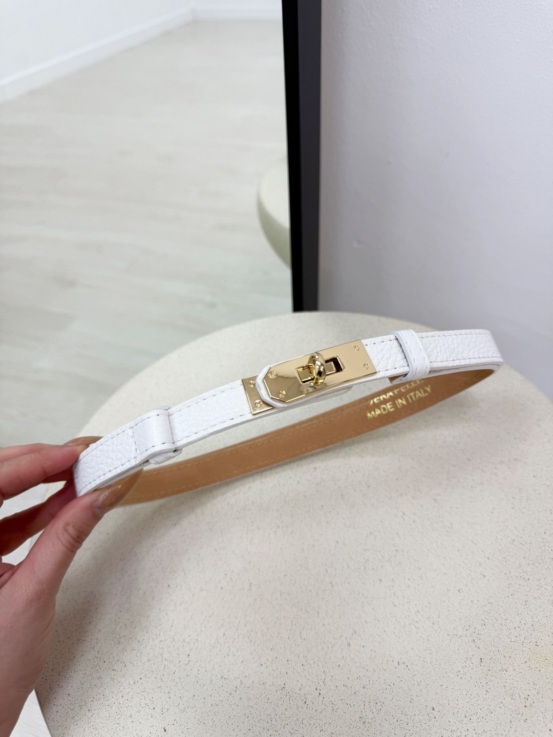 CINTURÓN HERMS (PIEL 100%) - BLANCO